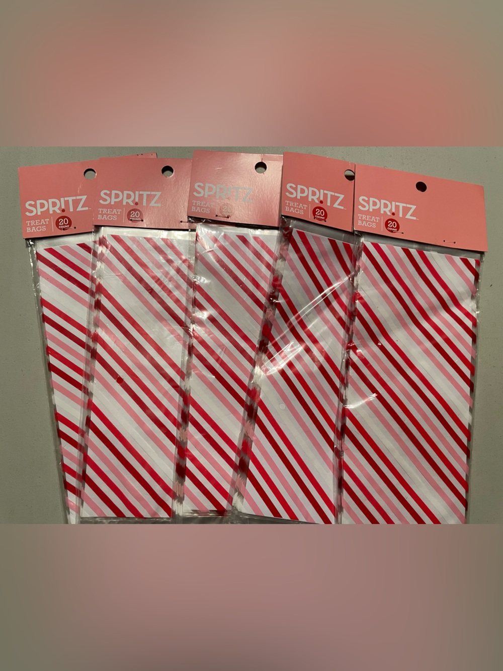 Spritz Red and White Diagonal Stripe Party Treat Bags 100ct Christmas Valentines